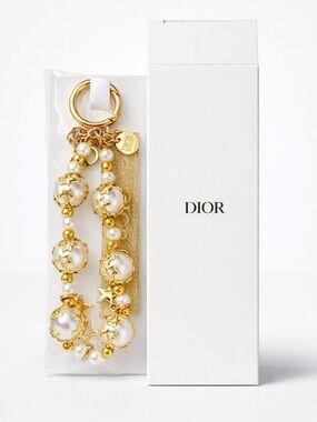 Christian Dior Pearl & Gold Charm Keychain / Bag Charm – With Box GWP